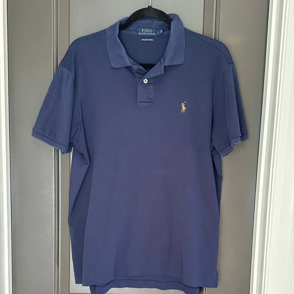 Polo by Ralph Lauren Men's Classic Blue Polo Shirt Size L - Picture 1 of 5